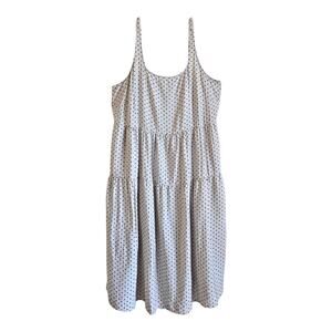 AVA & VIV Women's Plus 2X Dress Sleeveless Cream Black Polka Dots Smocked Tiered